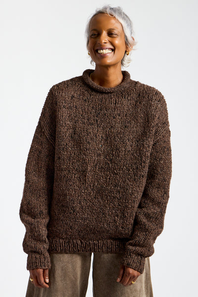 Handknit Paint Rollneck in Black Paint