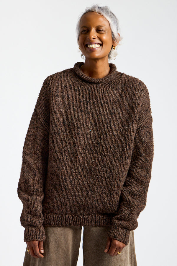 Handknit Paint Rollneck in Black Paint