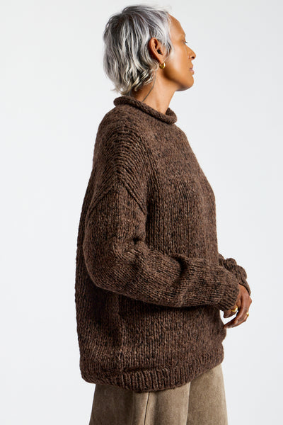 Handknit Paint Rollneck in Black Paint