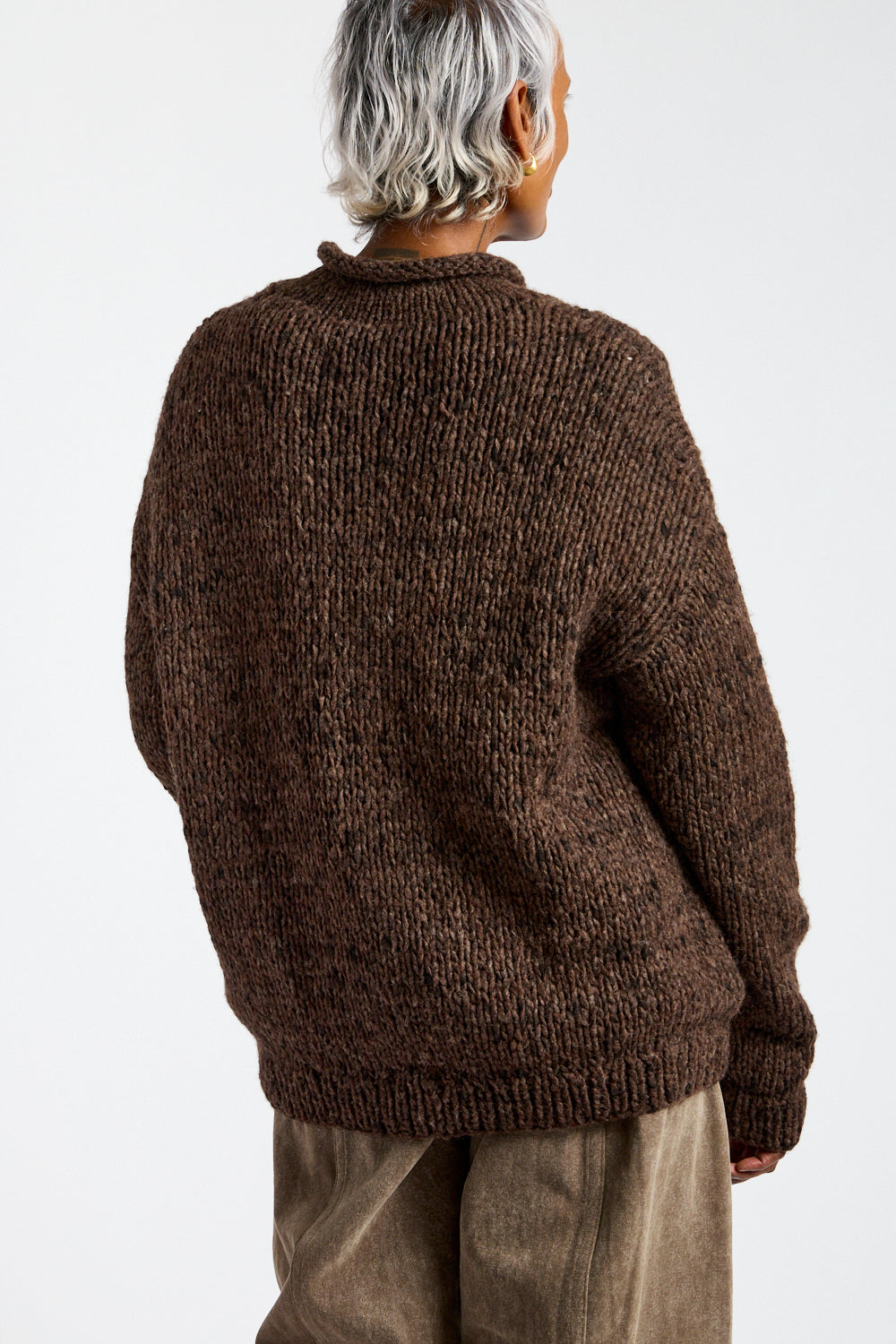 Handknit Paint Rollneck in Black Paint