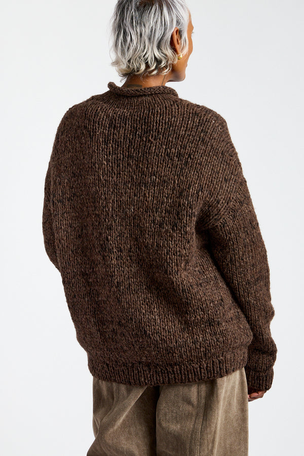 Handknit Paint Rollneck in Black Paint
