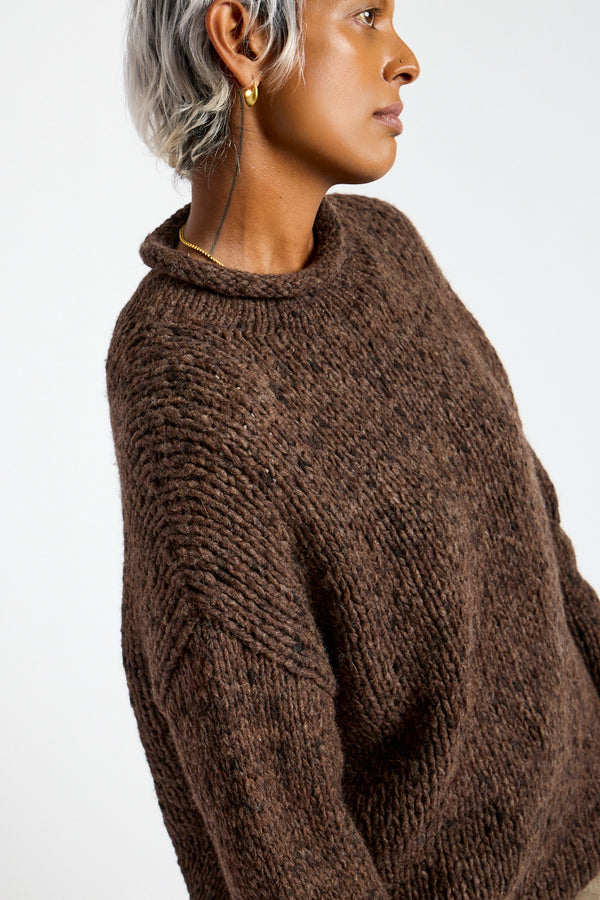 Handknit Paint Rollneck in Black Paint