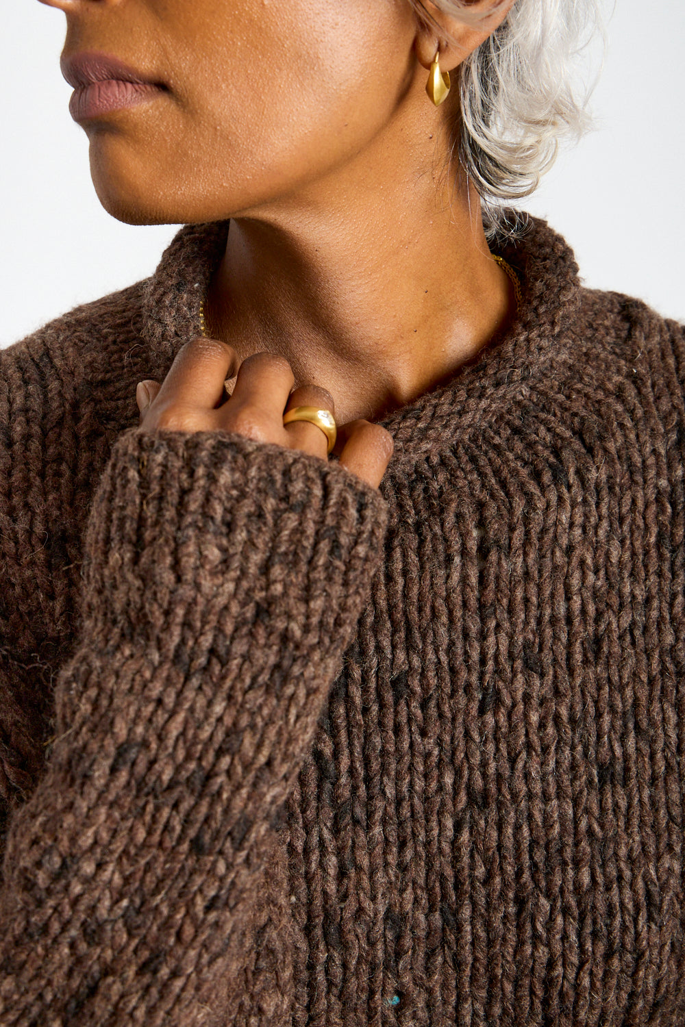 Handknit Paint Rollneck in Black Paint