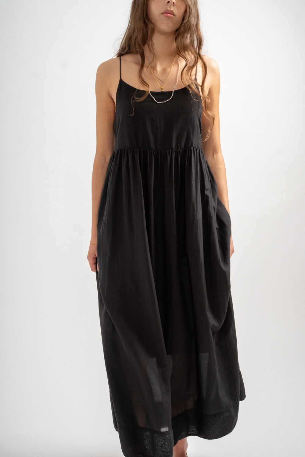 Eva Dress in Black Cotton Silk