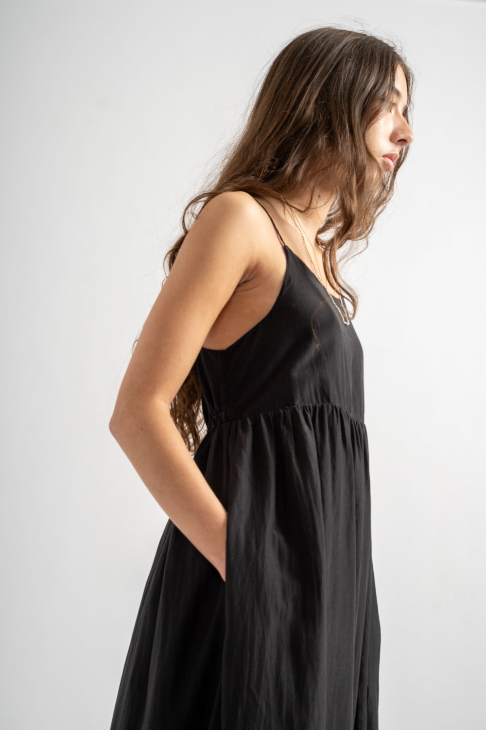 Eva Dress in Black Cotton Silk