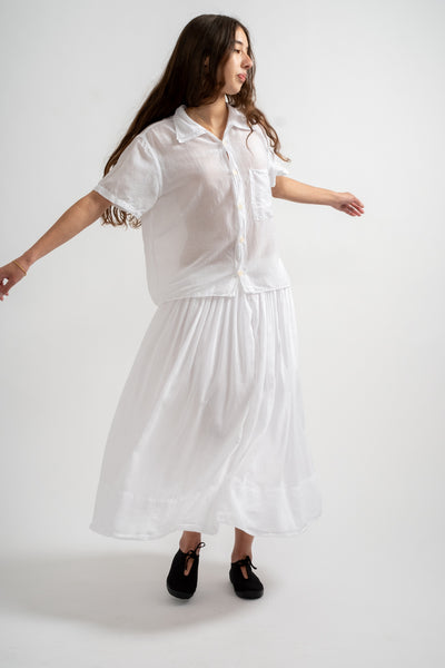 Isla Skirt in White Cotton Silk