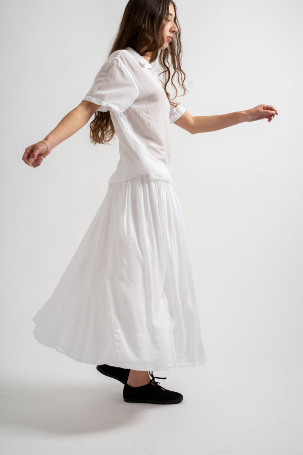 Isla Skirt in White Cotton Silk