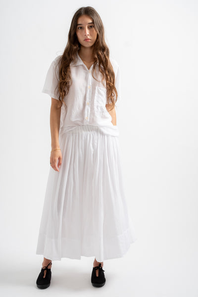 Isla Skirt in White Cotton Silk