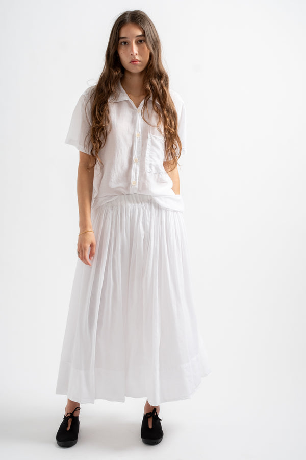Isla Skirt in White Cotton Silk