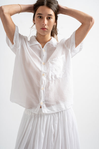 Casey Shirt in White Cotton Silk