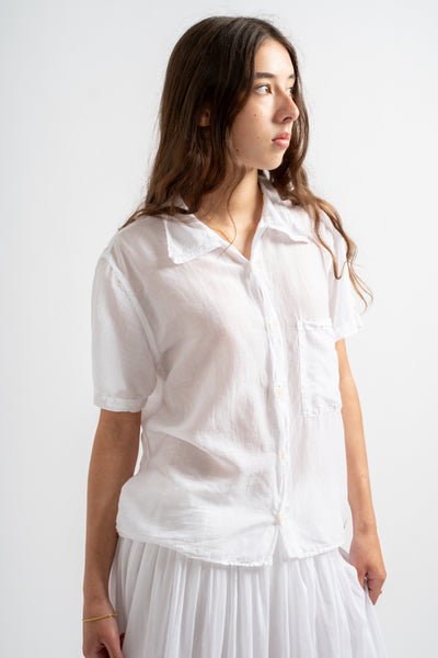 Casey Shirt in White Cotton Silk