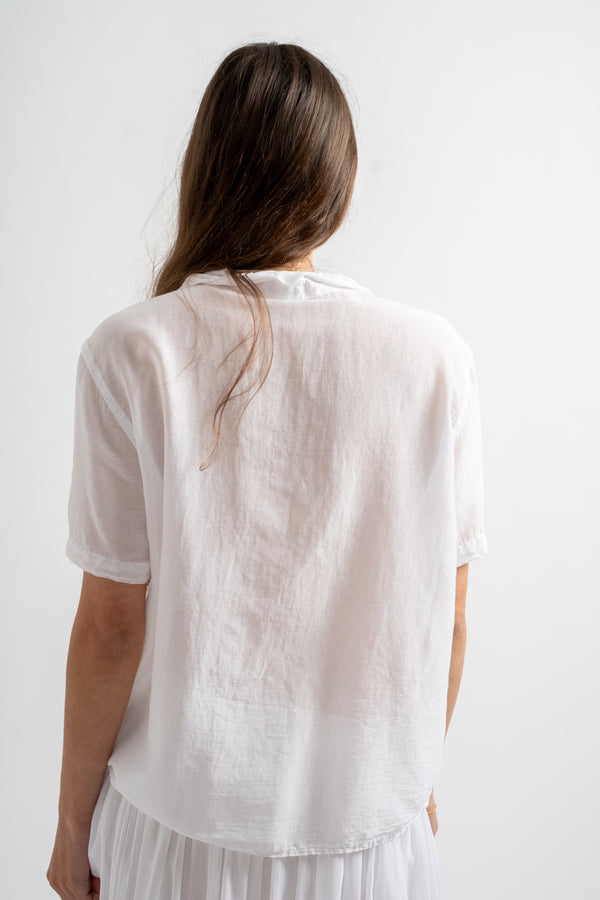 Casey Shirt in White Cotton Silk
