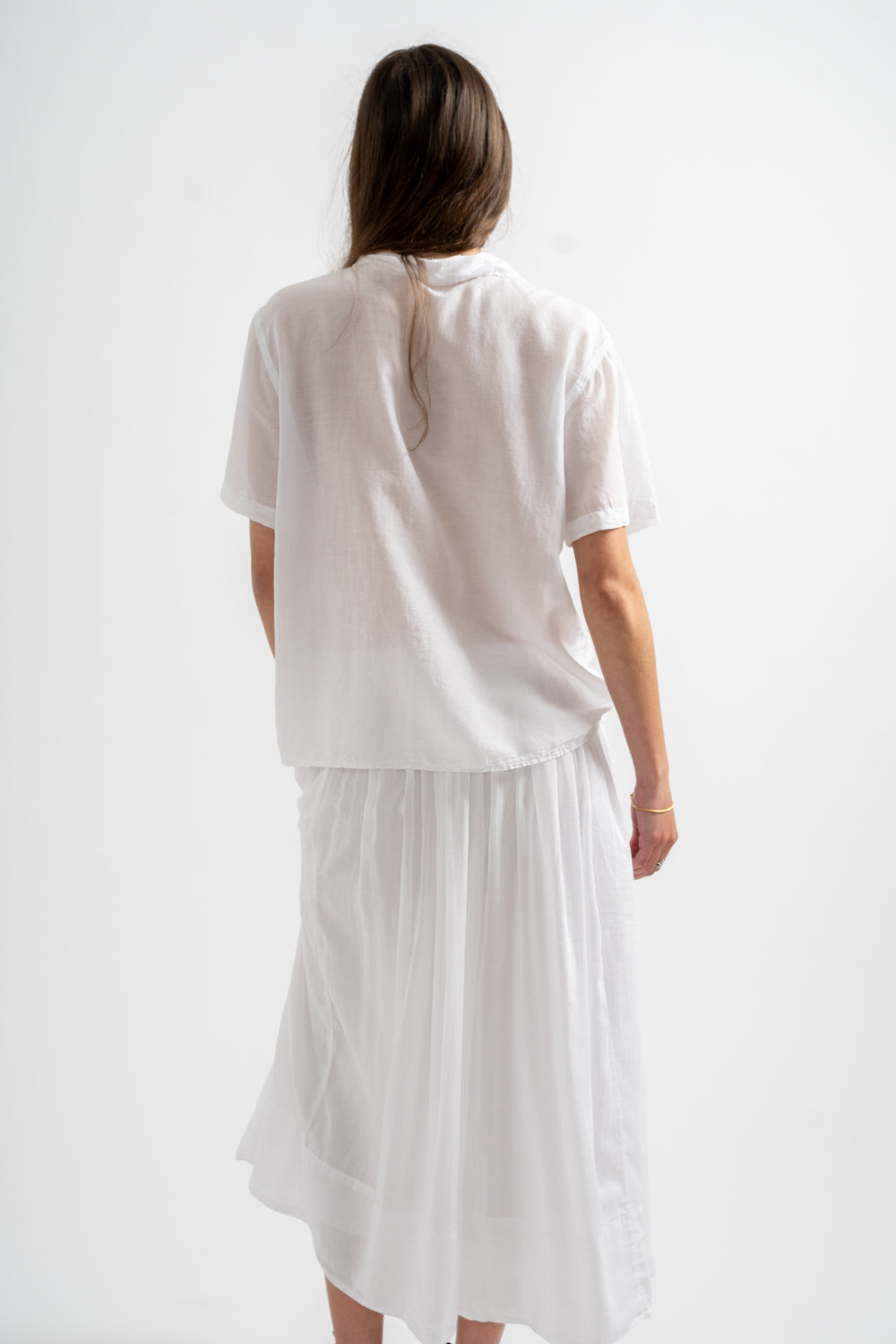 Casey Shirt in White Cotton Silk