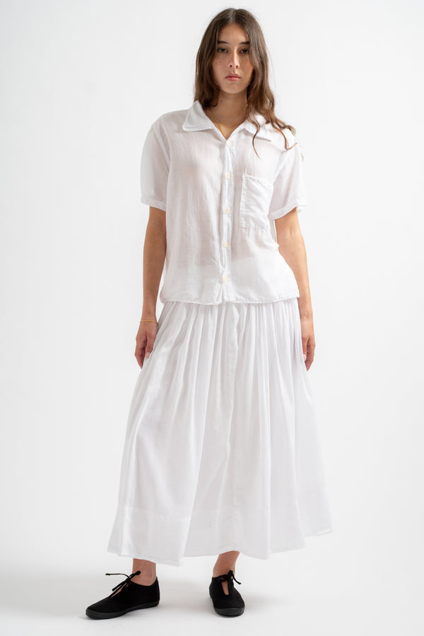 Casey Shirt in White Cotton Silk