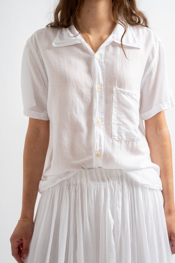 Casey Shirt in White Cotton Silk