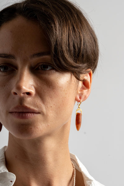 22K Carnelian Barrel Earrings