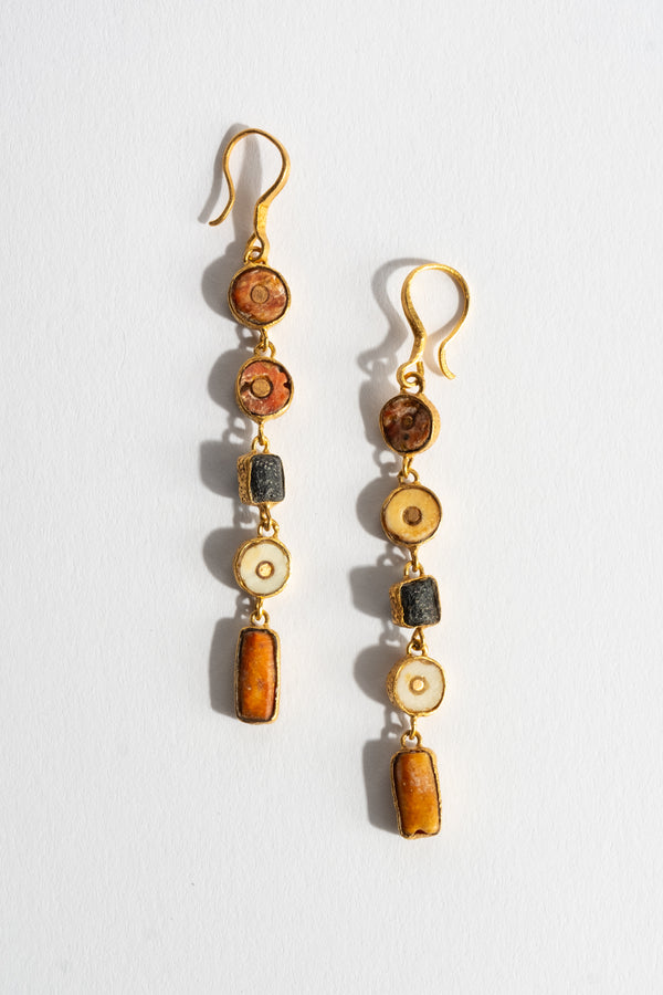 22K 5-Drop Earrings