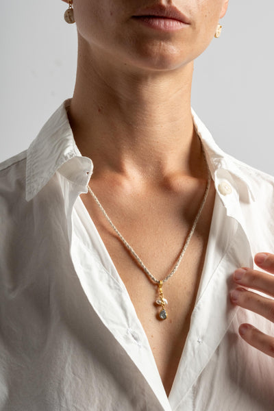 22K Two Drop Freshwater Pearl Pendant
