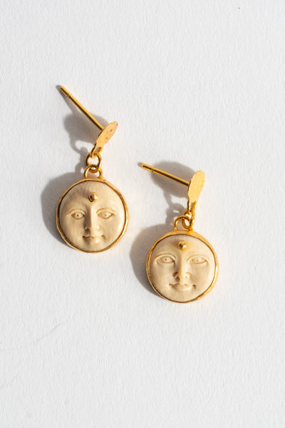 22K Yak Bone Face Earrings
