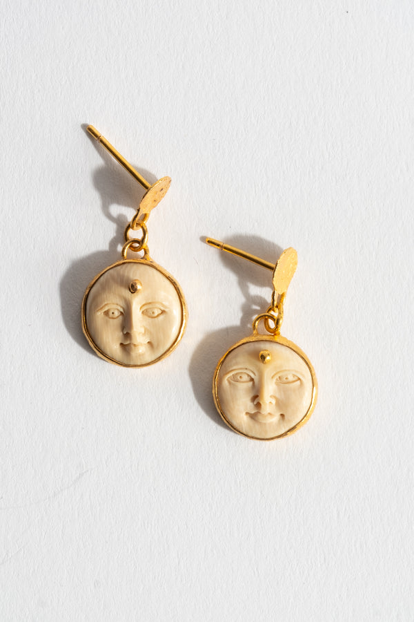 22K Yak Bone Face Earrings
