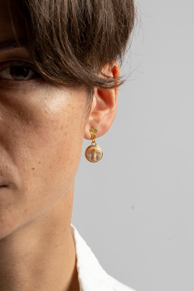 22K Yak Bone Face Earrings