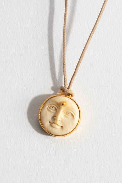 22K Yak Bone Face Pendant