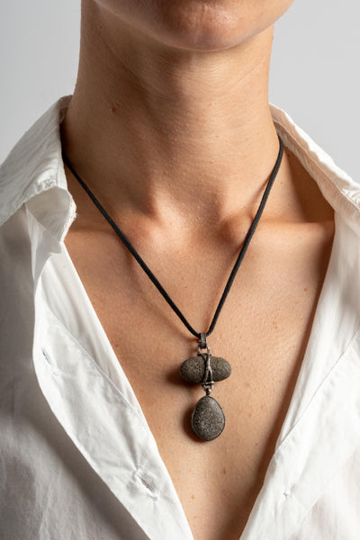 Sterling 2-Drop Grey Wrap Pendant