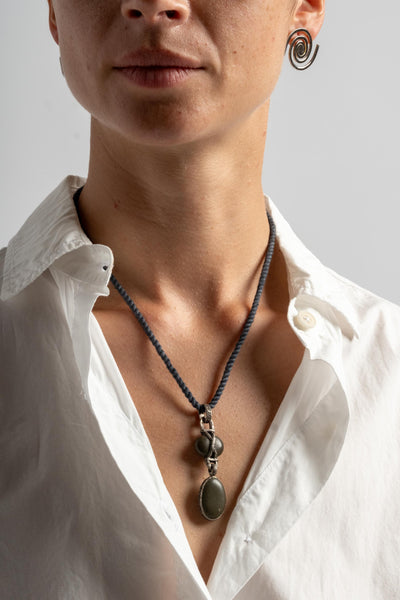 Sterling 2-Drop Smooth X Wrap Pebble Pendant