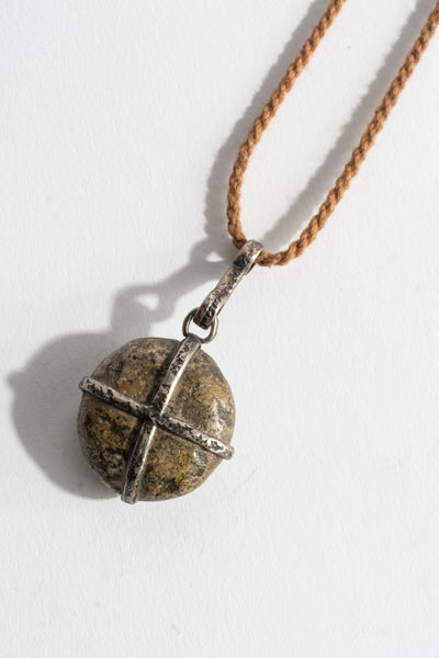 Sterling Grey Cross Wrap Pebble Pendant