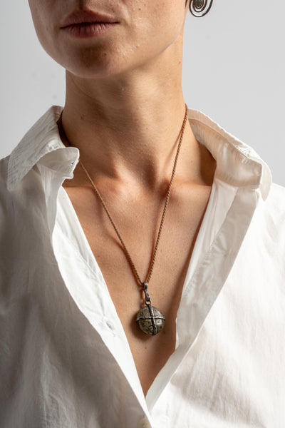 Sterling Grey Cross Wrap Pebble Pendant