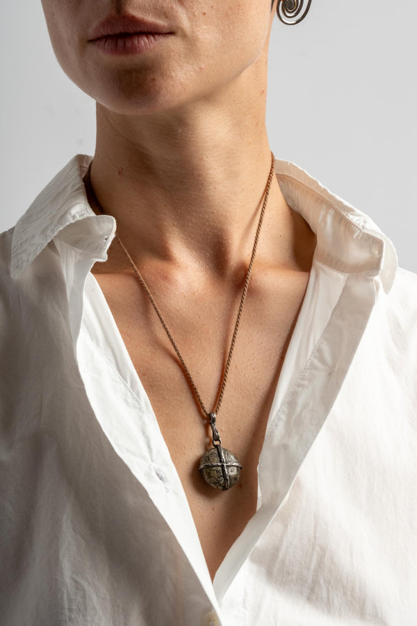 Sterling Grey Cross Wrap Pebble Pendant