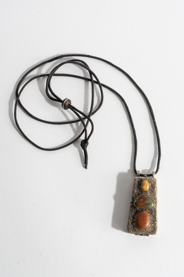 Sterling Repousse Carnelian + Pebble Locket