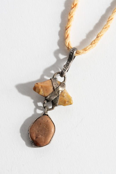 Two Drop Beige Pebble Pendant No. 1