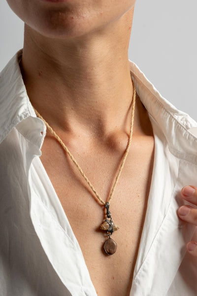 Two Drop Beige Pebble Pendant No. 1