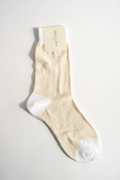 Cotton Stripe Sock in Beige