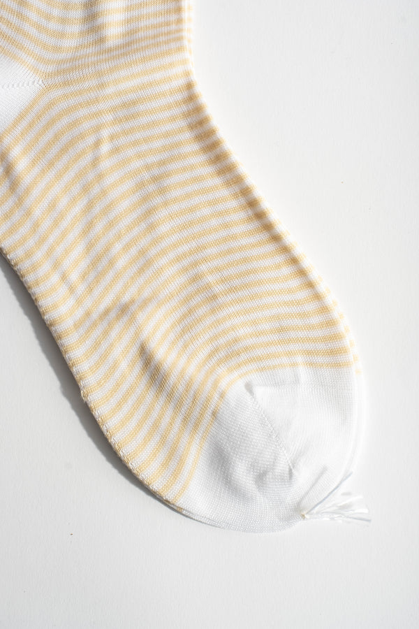 Cotton Stripe Sock in Beige