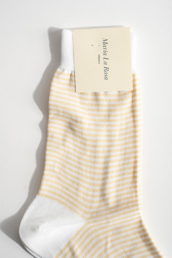 Cotton Stripe Sock in Beige