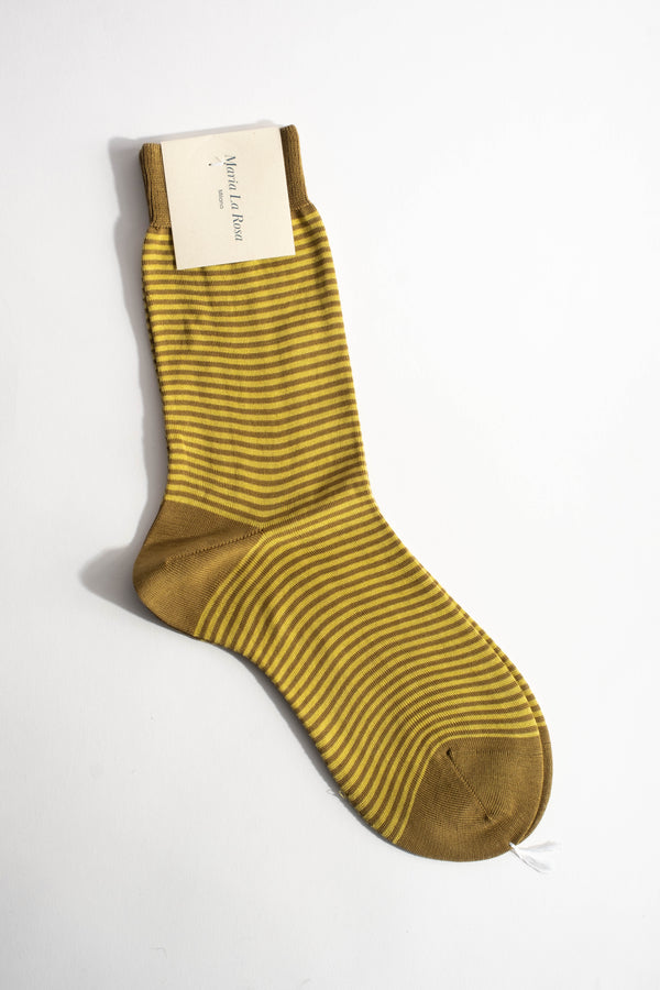 Cotton Stripe Sock in Lime