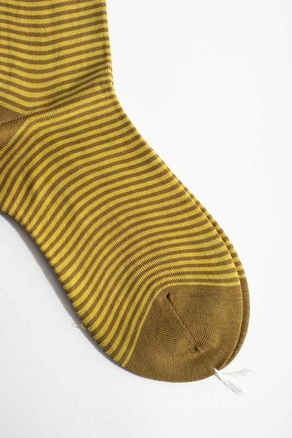 Cotton Stripe Sock in Lime
