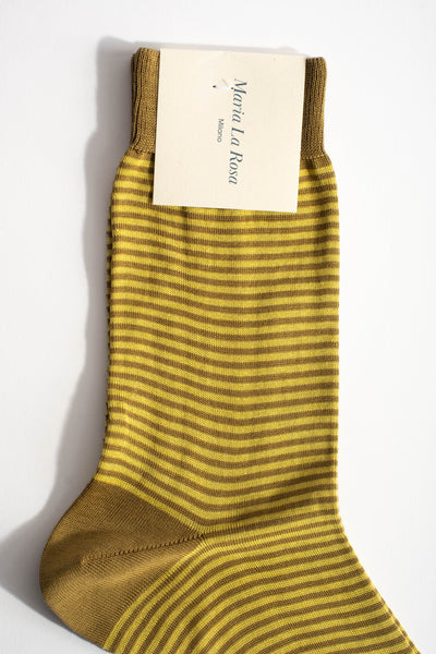 Cotton Stripe Sock in Lime