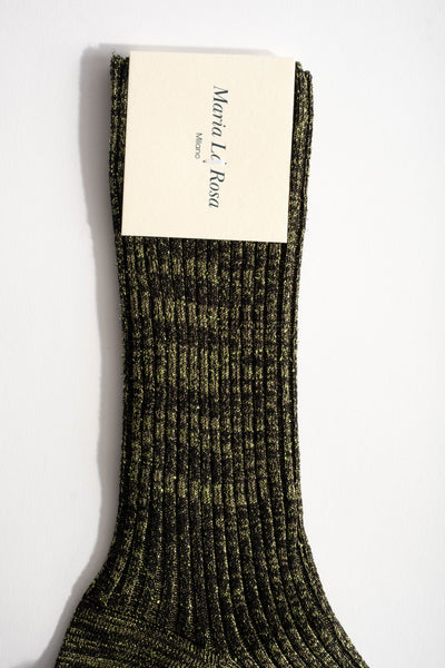 Metallic Sock in Khaki