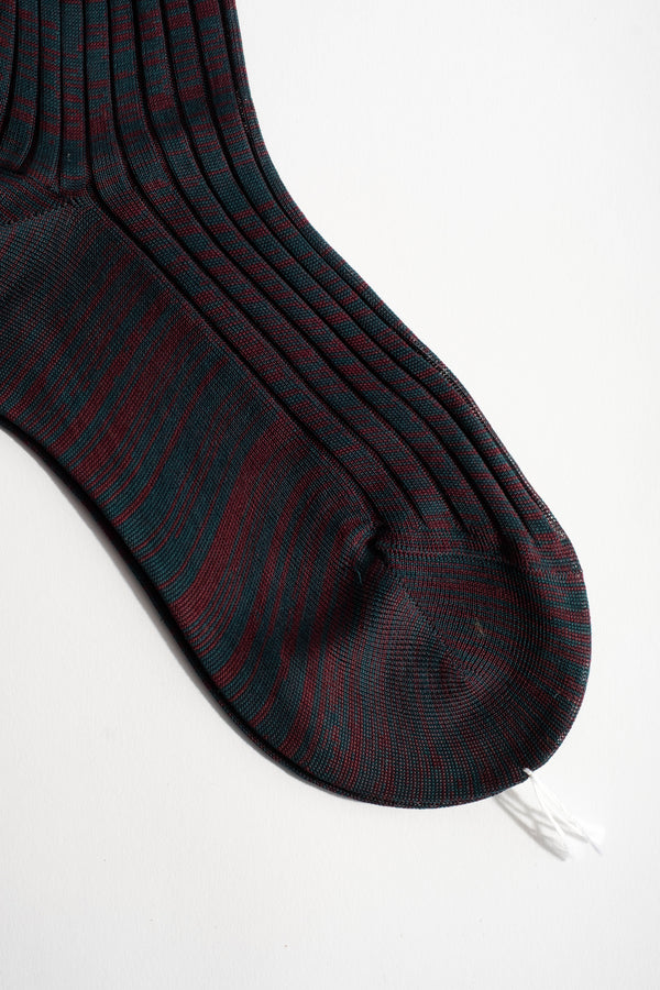 Ribbed Cotton Sock in Bordeaux