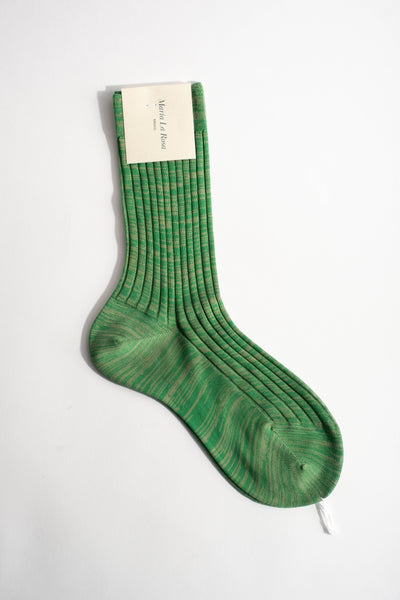Ribbed Cotton Sock in Green