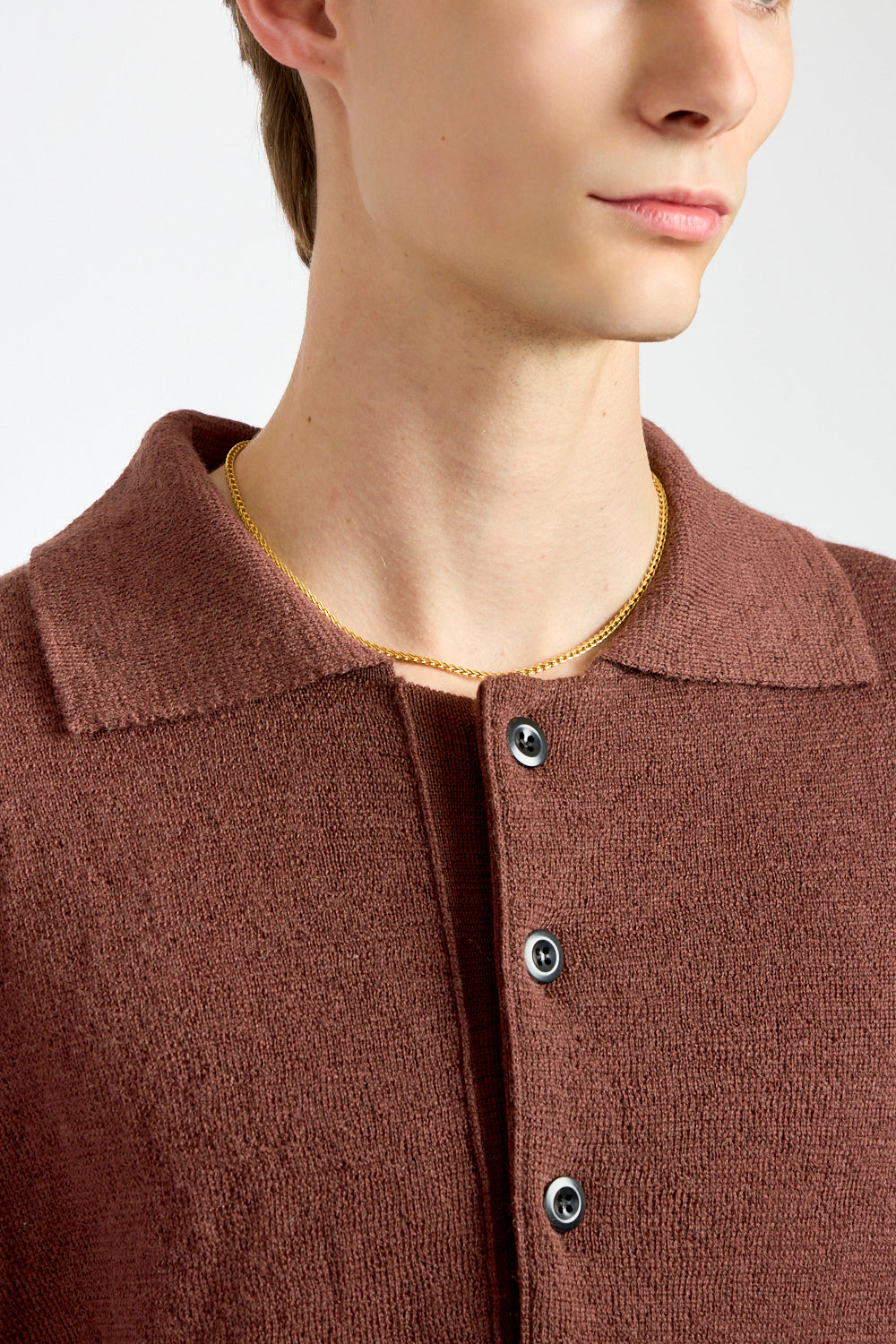 Oversized Knitted Polo in Dark Brown