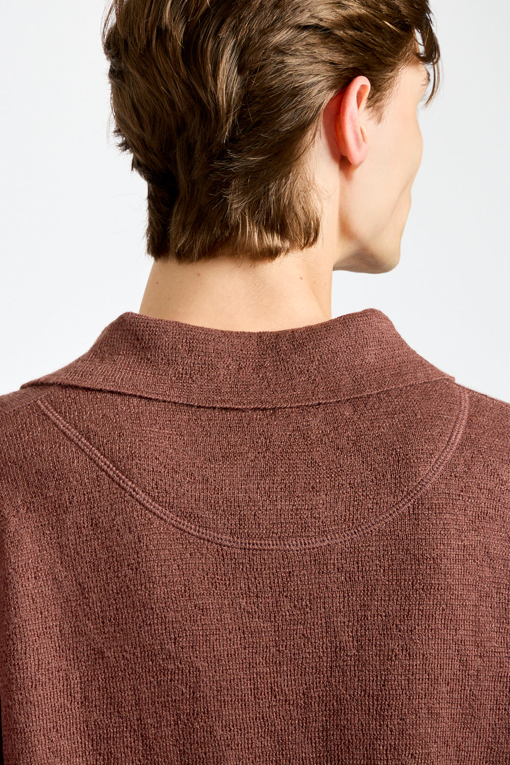 Oversized Knitted Polo in Dark Brown
