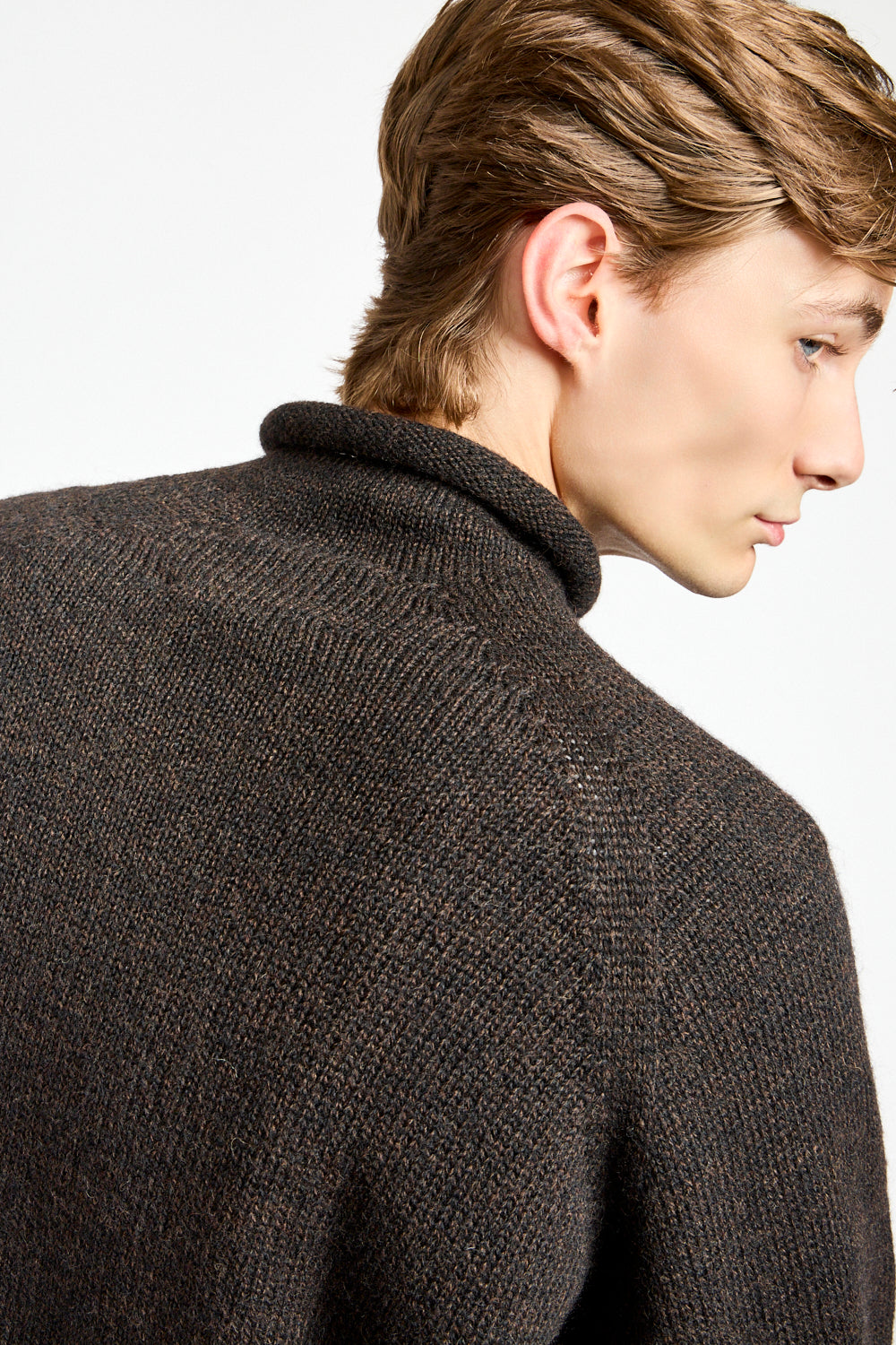Rolled Edge Roll Neck in Ebony