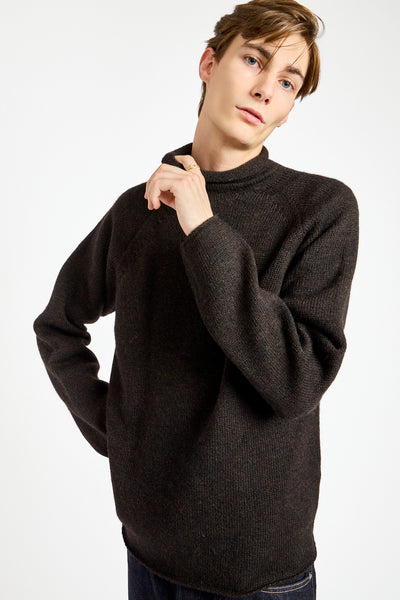 Rolled Edge Roll Neck in Ebony