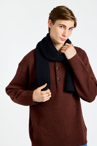 Simple Rib Scarf in Dark Navy