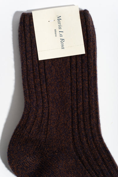 Wool + Cashmere Sock in Brown