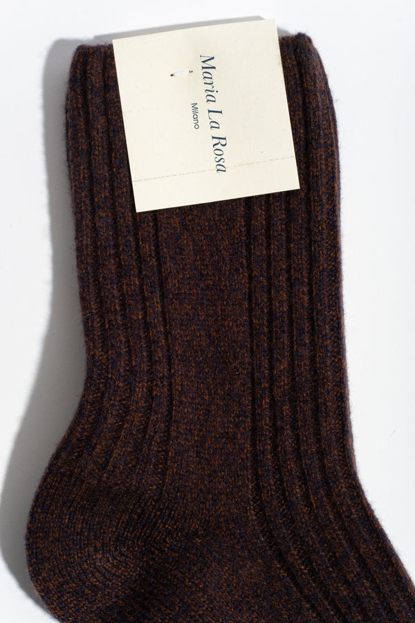Wool + Cashmere Sock in Brown